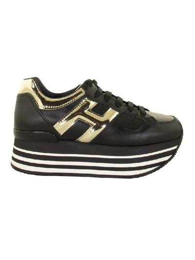 Hogan H283 Black And Gild Sneakers In Black/gold