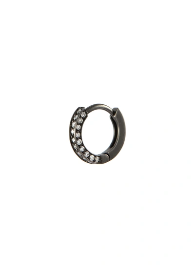 Repossi 'berbère' Diamond 18k Black Gold Mini Single Hoop Earring In Metallic
