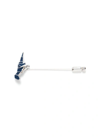 Babette Wasserman 'origami Dinosaur' Lapel Pin In Blue