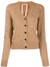 N°21 Embellished Wool Cardigan In Neutrals