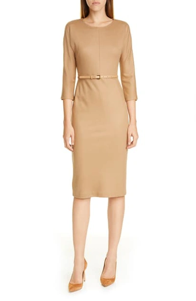 Max Mara Rovigo Belted Wool Jersey Dress In Camel ModeSens