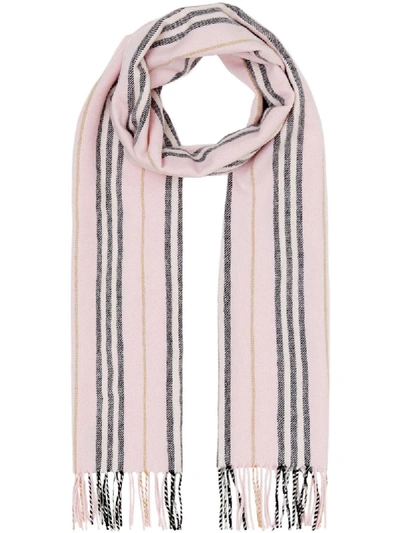 Burberry Icon Striped Pattern Cashmere Scarf In Alabaster