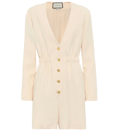 Gucci Wool And Silk Jumpsuit In Beige