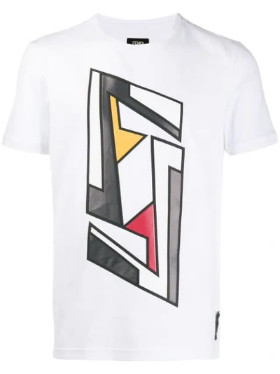 Fendi Futuristic Logo Cotton Jersey T-shirt In White