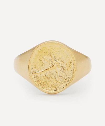 Alex Monroe Gold-plated Dragonfly Fossil Signet Ring