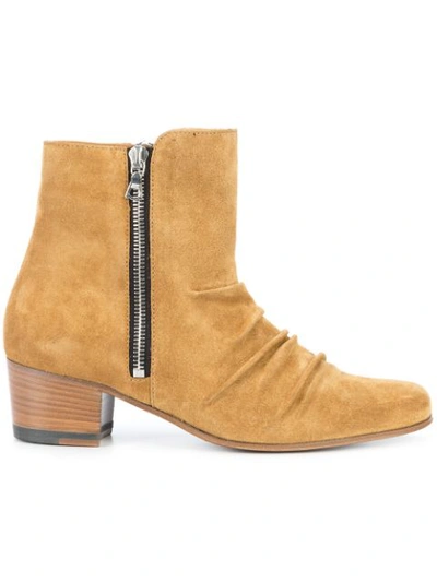 Amiri Skinny Stack Ankle Boots In Brown