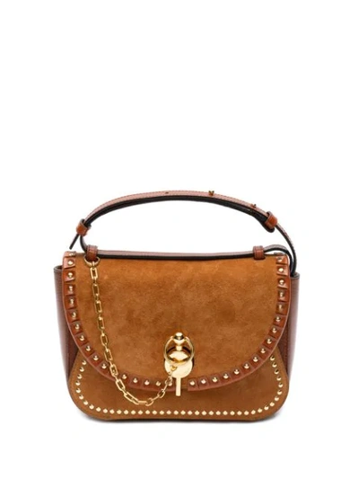 Jw Anderson The Sporran Midi Keyts Suede & Leather Shoulder Bag In Toffee