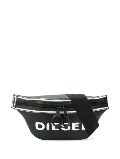 Diesel Logo Print Belt Bag In Black