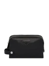 Prada Logo Plaque Clutch In Black