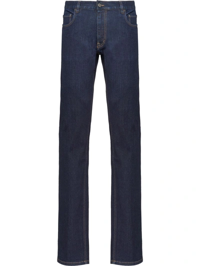 Prada Washed Effect Straight Jeans In Blue