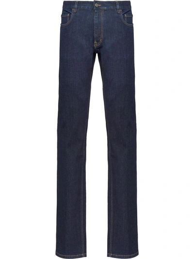 Prada Washed Effect Straight Jeans In Bleu (blue)