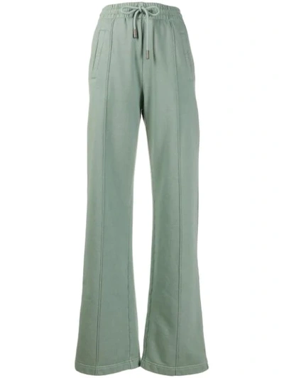 Off-white Knitted Flared Trousers In Green