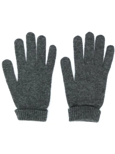 Lamberto Losani Ribbed Knit Detail Gloves In Grey