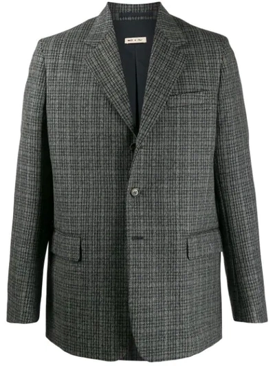 Marni Mirco Check Dry Wool Blazer In Black