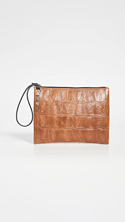 Marni Wristlet In Raw Sienna