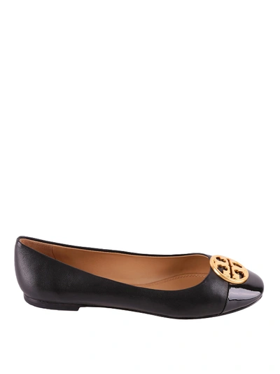 Tory Burch Chelsea Leather Ballet Flats In Black