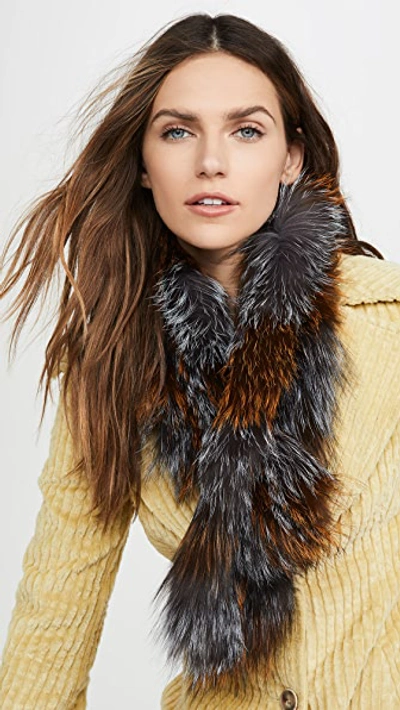 Adrienne Landau Silver Fox Pull Through Scarf In Yellow