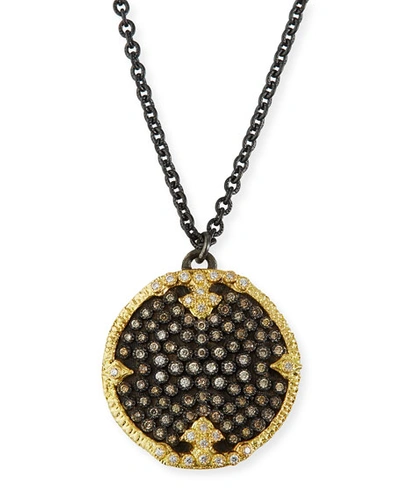 Armenta Old World Diamond Pave Disc Pendant Necklace In Yellow/black