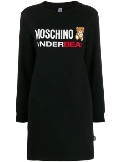 Moschino Underbear Logo Sweater Dress In Black