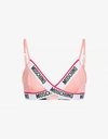 Moschino Microfiber Triangle Bra With Logo In Pink