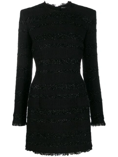 Balmain Short Tweed Dress In Black