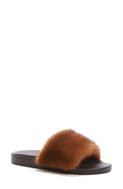 Givenchy Genuine Mink Fur Slide Sandal In Natural