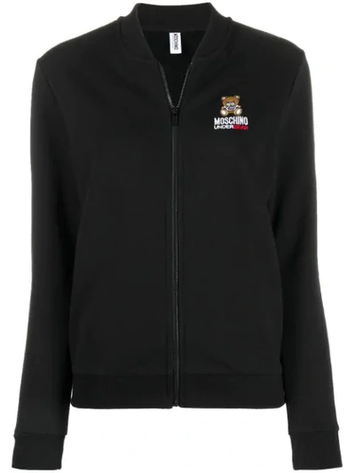Moschino Underbear Zip-up Sweatshirt In Black