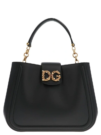 Dolce & Gabbana Dg Logo Embellished Shoulder Bags In Black