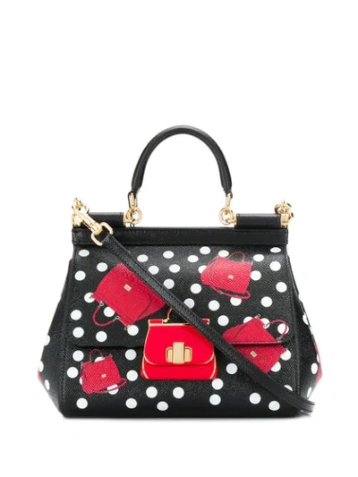 Dolce & Gabbana Polka Dot Tote Bag In Black