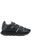 Lanvin Panelled Lace-up Sneakers In Schwarz