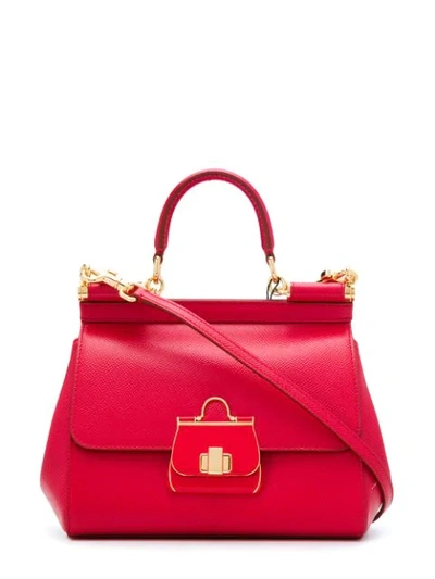 Dolce & Gabbana Small Sicily Tote Bag In Red
