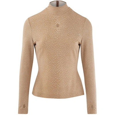 Burberry Fish-scale Print Stretch Jersey Turtleneck Top In Light Sand