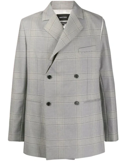 Botter Checked Double Breasted Blazer In Grey