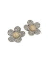 Nina Gilin Women's 14k Black Rhodium Silver & Diamond Floral Stud Earrings In Grey