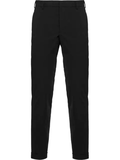 Prada Slim-fit Twill Trousers In Black