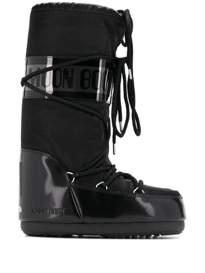 Moon Boot Shell And Rubber Snow Boots In Black