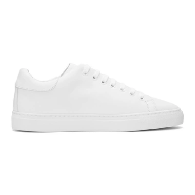Moschino White Leather Logo Sneakers In 100 White