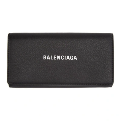 Balenciaga Everyday Kyoto Long Billfold Leather Wallet In Black White