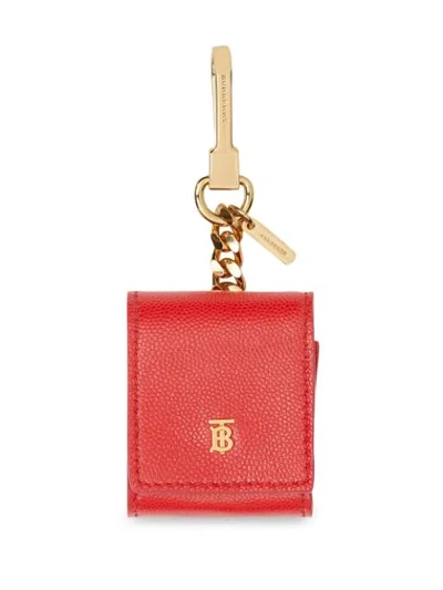 Burberry Earphone Grained Leather Case In Red