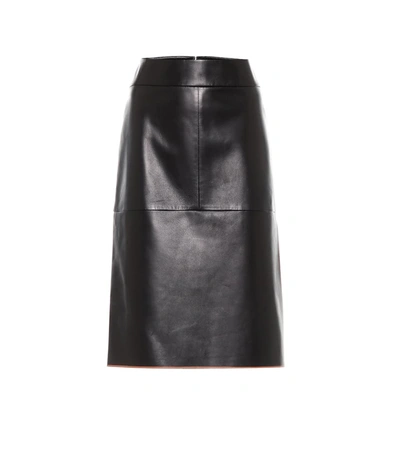 Tod's Leather Midi Skirt In Black