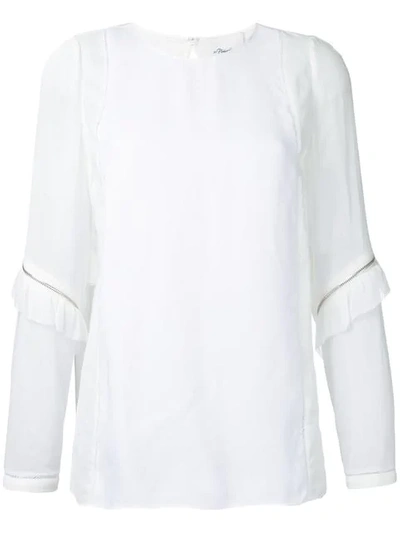 3.1 Phillip Lim / フィリップ リム Ruffle And Zip Sleeve Detail Top In White