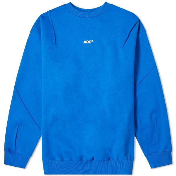 Ader Error Multi Pleat Crewneck Sweatshirt In Blue | ModeSens