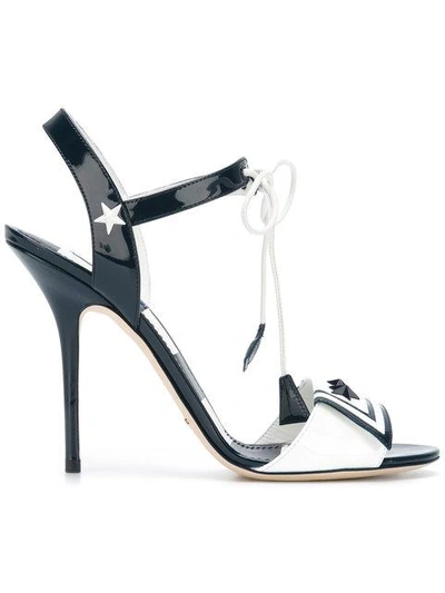 Dolce & Gabbana Woman Embellished Patent-leather Sandals Midnight Blue