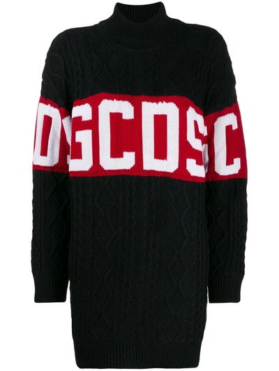 Gcds Logo Print Oversized Sweater In Black