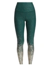 Beyond Yoga Alloy Ombre Metallic High-rise Leggings In Hunter Green