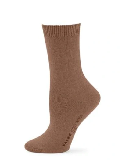 Falke Cosy Wool Socks In Jasper Brown