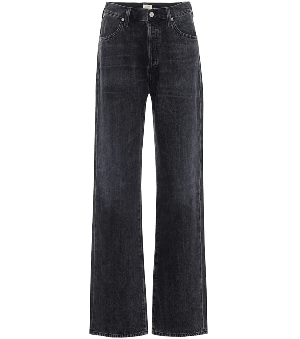 Citizens Of Humanity Annina High Rise Wide Leg Jeans In Black Modesens