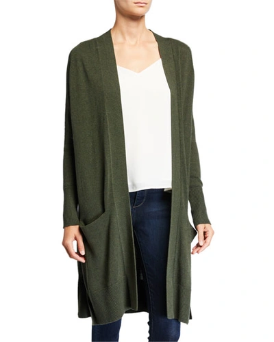 Autumn Cashmere Open-front Cotton Maxi Cardigan In Loden