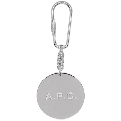A.p.c. Logo Keyring In Rab Argent