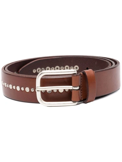 Anderson's Rhinestone-embellished Leather Belt In Braun